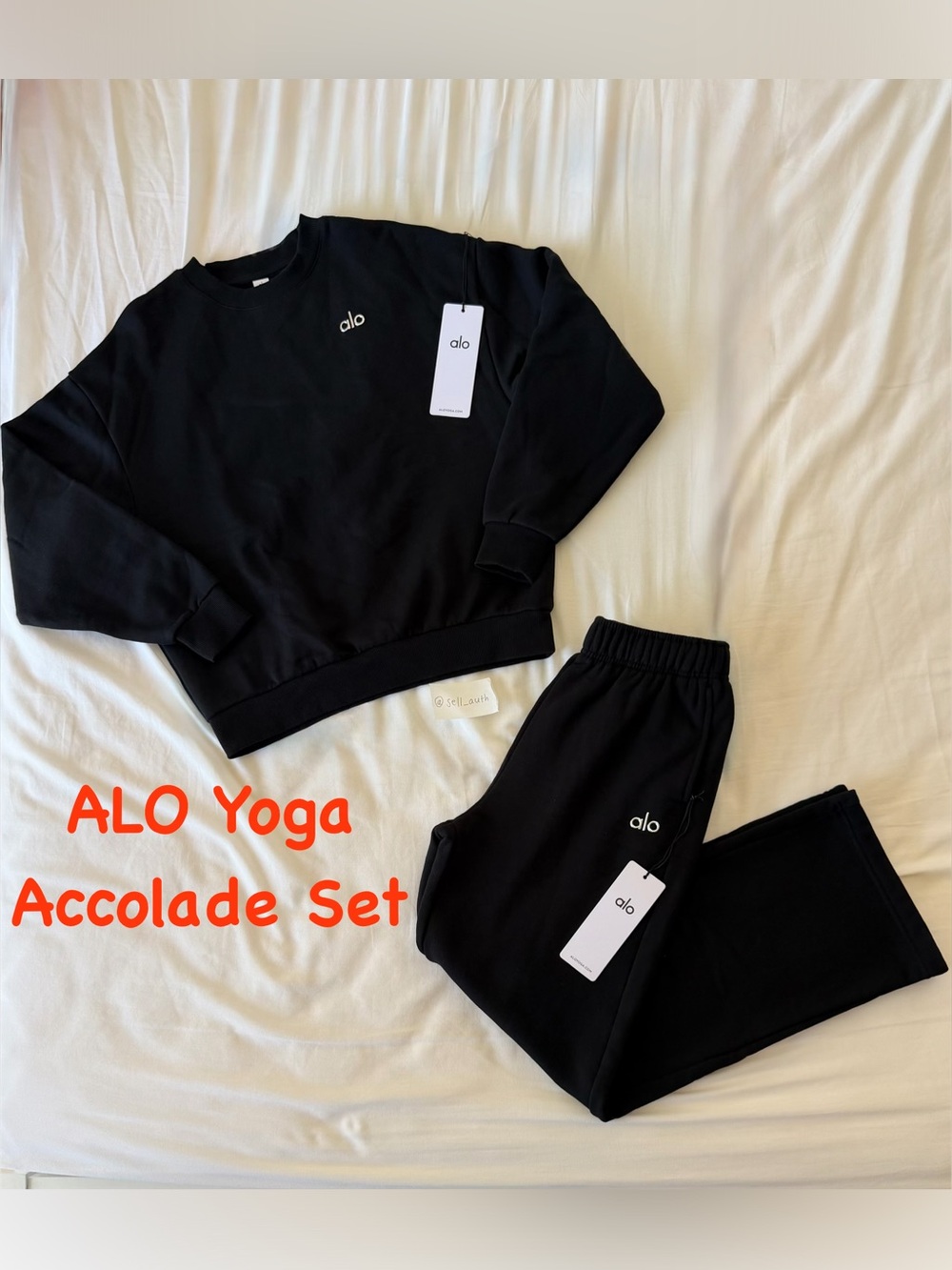 ALO Yoga Sweatshirt & Sweatpants Accolade Black Set - NEW❗️ONLY $134+ accepted